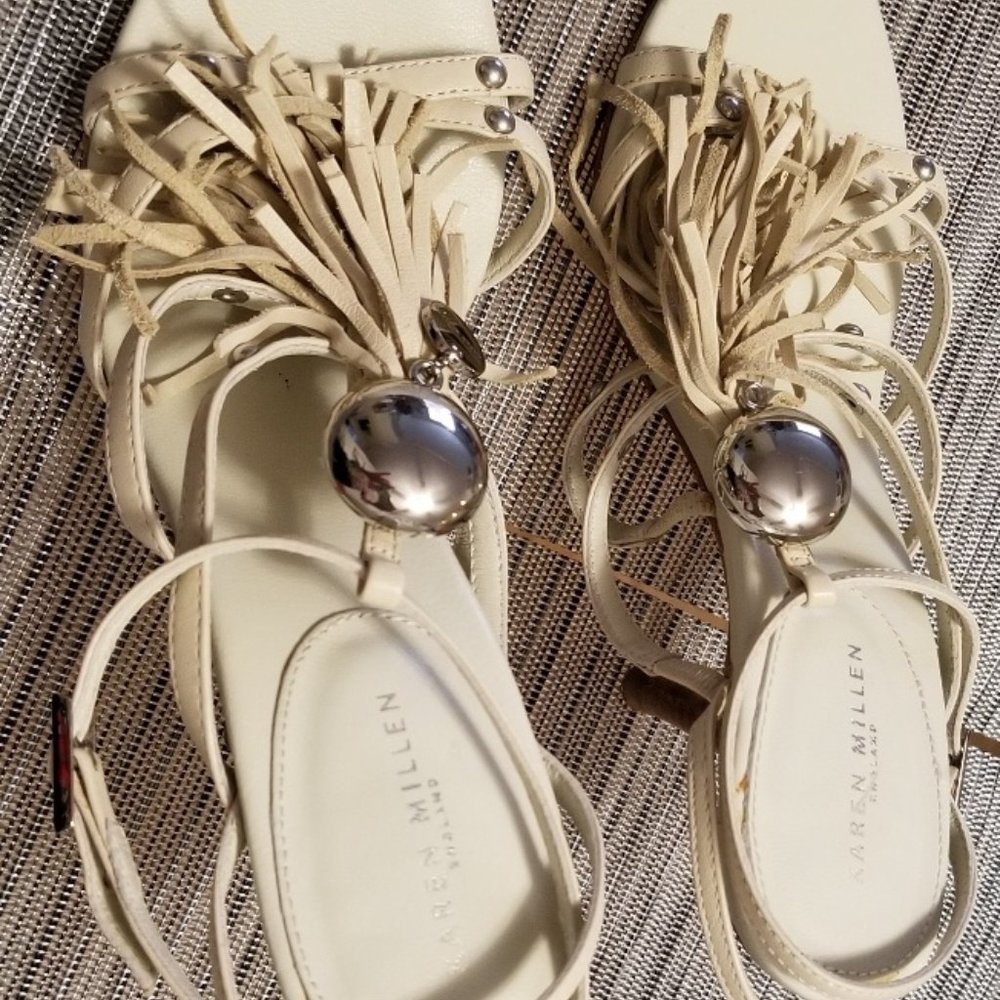 Karen Millen England evening heels open cream
